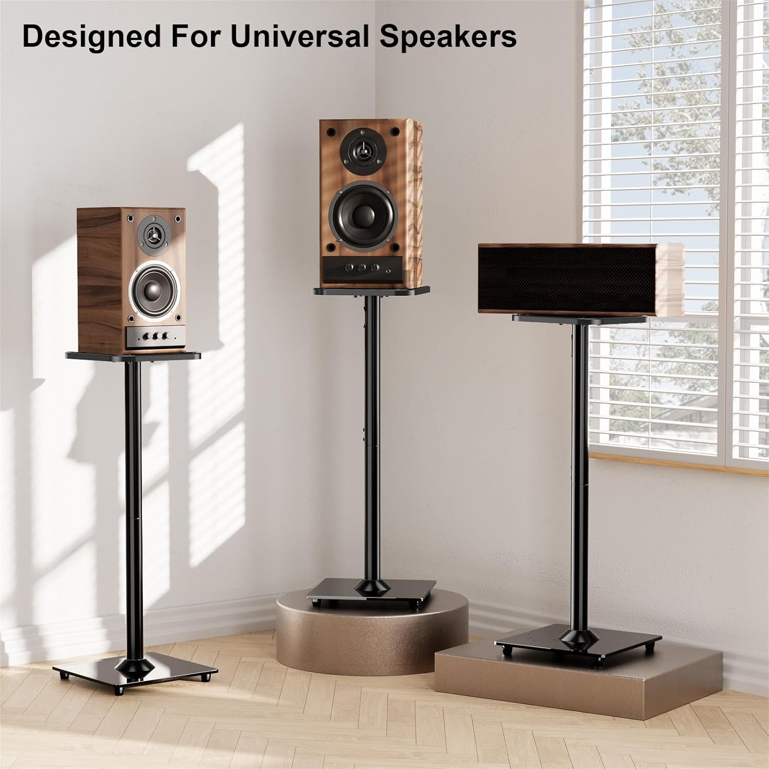 ELIVED Universal Speaker Stand Pair, Long Arm TV Wall Mount for Most 32-75 Inch TVs, 37.9 Inch Long Extension Corner TV Mount