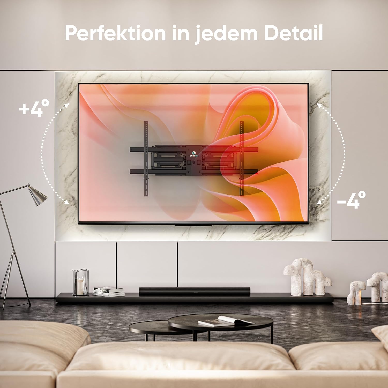 ONKRON Full Motion TV Wall Mount for 42-120 Inch Screen up to 220 lbs, Heavy Duty TV Mount Swivel and Tilt, Long Extension Arm, max VESA 1000x600, Ultra Slim Articulating Television Bracket Black