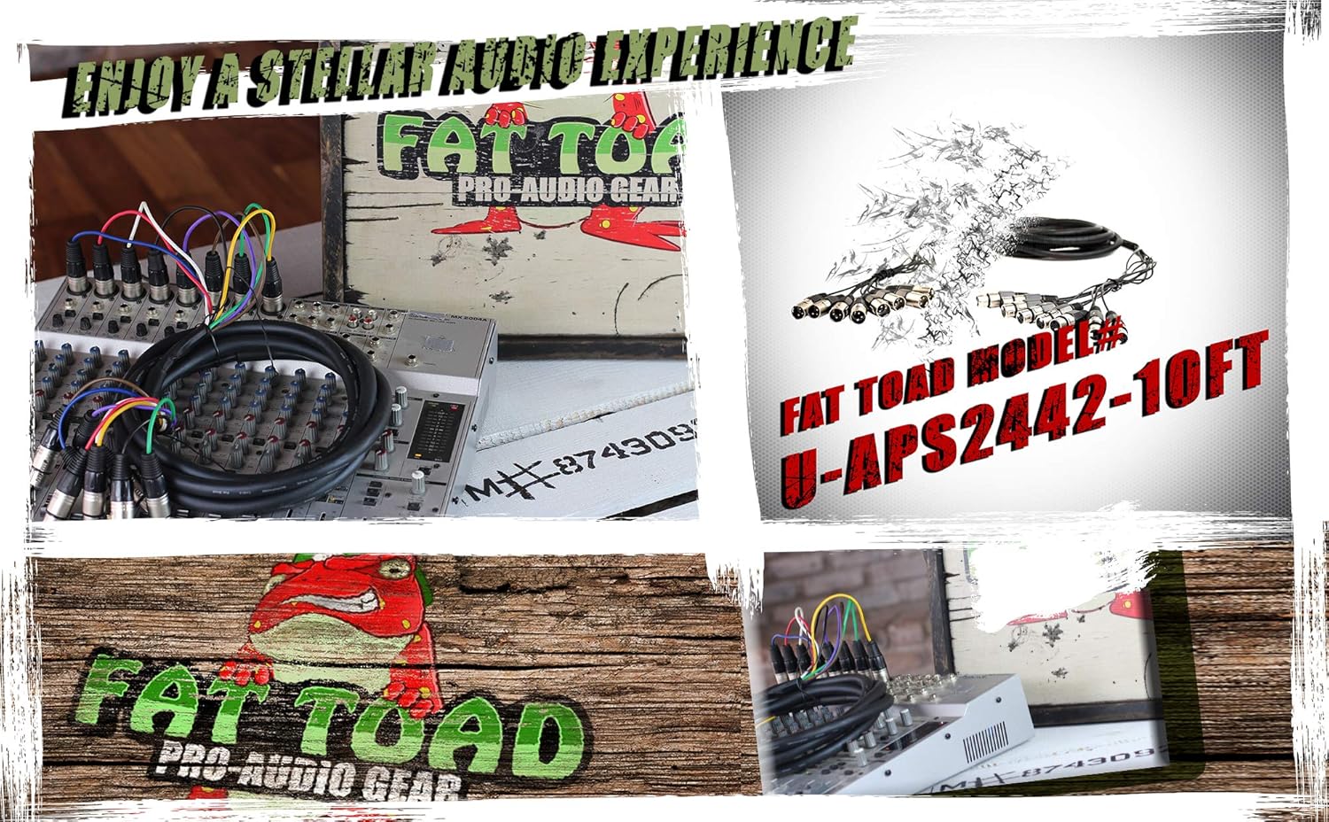 Fat Toad 10ft 8 Channel XLR Snake Cables (ShieldedPRO X Series) 2 Pack – Balanced 3-Pin Mic Patch Wires – Multicore for Studio, Stage, Mixer & DMX Use