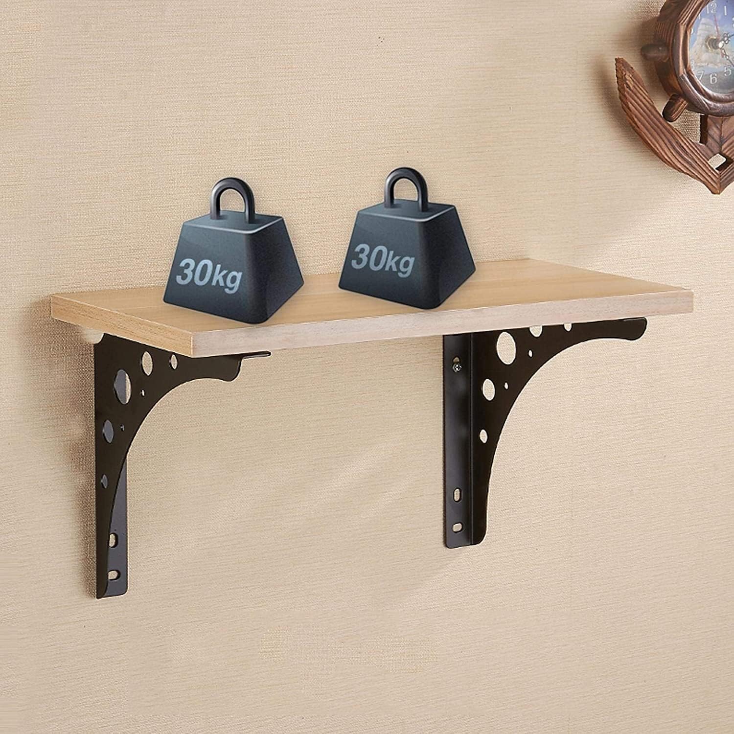Shelf Brackets & Supports,2Pcs Shelf Bracket Right Angle Bracket Wall Mount Corner Brace Floating Heavy Duty Shelves Support,Triangle Shelving Brackets,Wall Hanging Bookshelf Bracket Frame w, 20x20cm