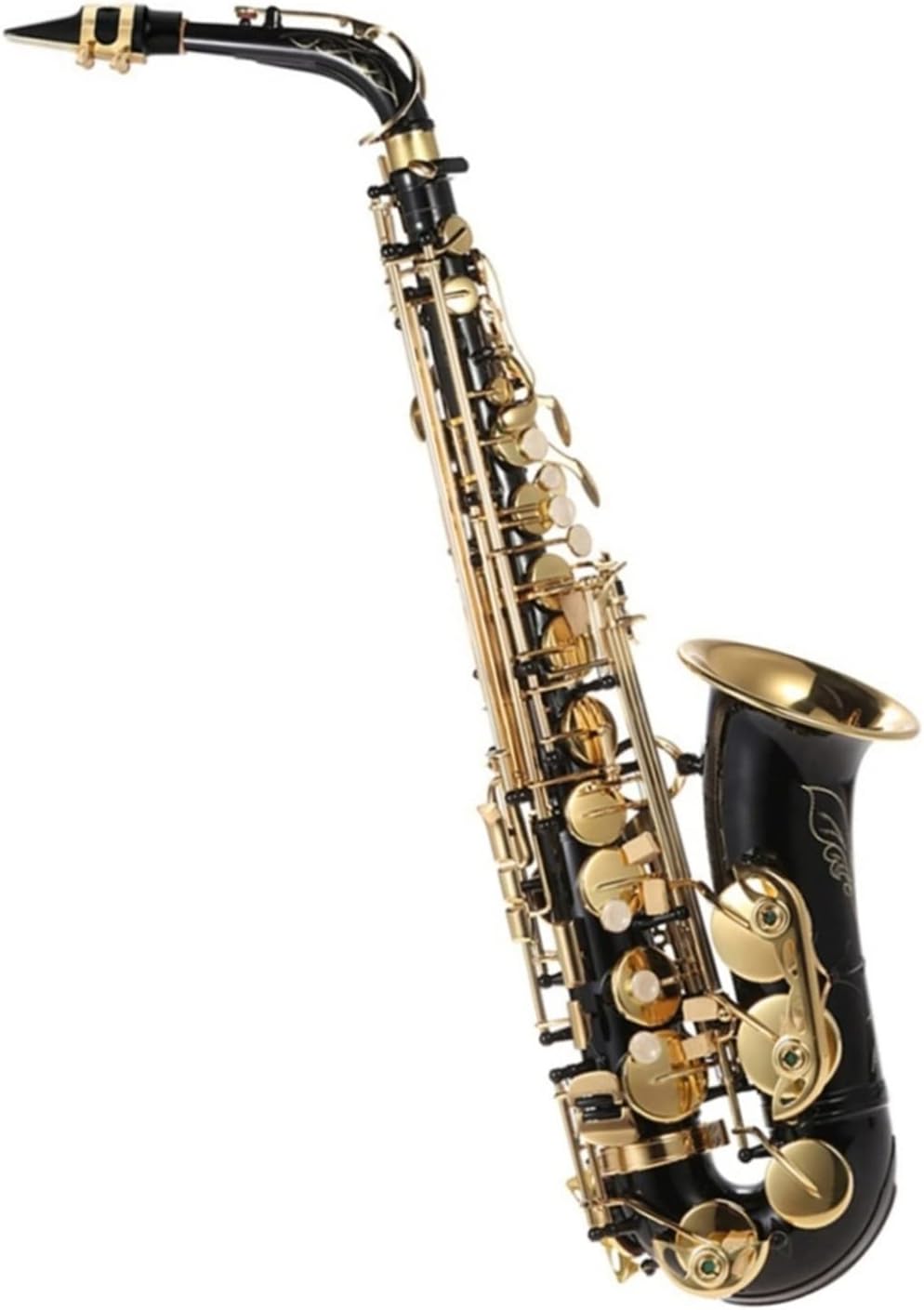 EB Alto Brass Saxophone Lacquered Gold E Flat Sax 802 Keys Type Woodwind Brass Instruments (Color : Gold and Black)