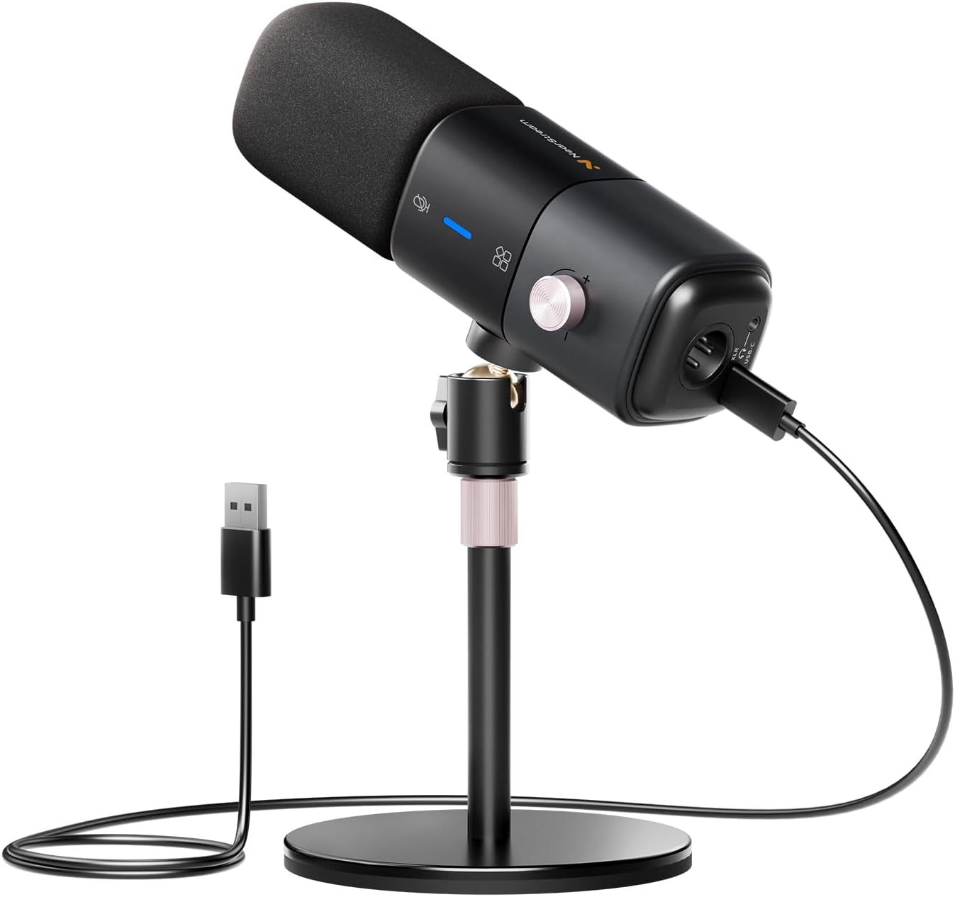 NearStream AM25X Gen2 XLR/USB Condenser Microphone with Noise Canceling/Volume Control/Headphone Jack/Mute, Podcast Microphone for PC/Audio Mixer, Desktop Mic for Stream/Podcast/Gaming/Music Record