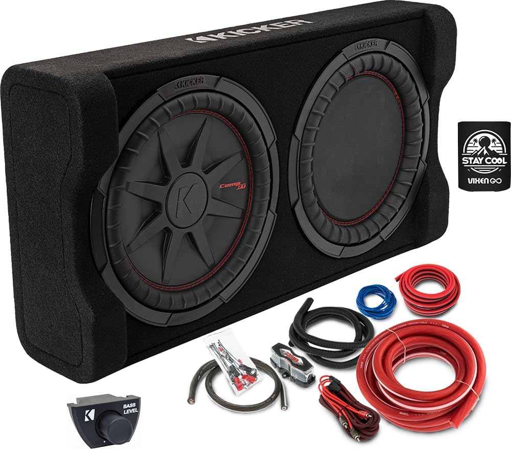 KICKER Enclosure and Amp kit Package of 2 Items - 12