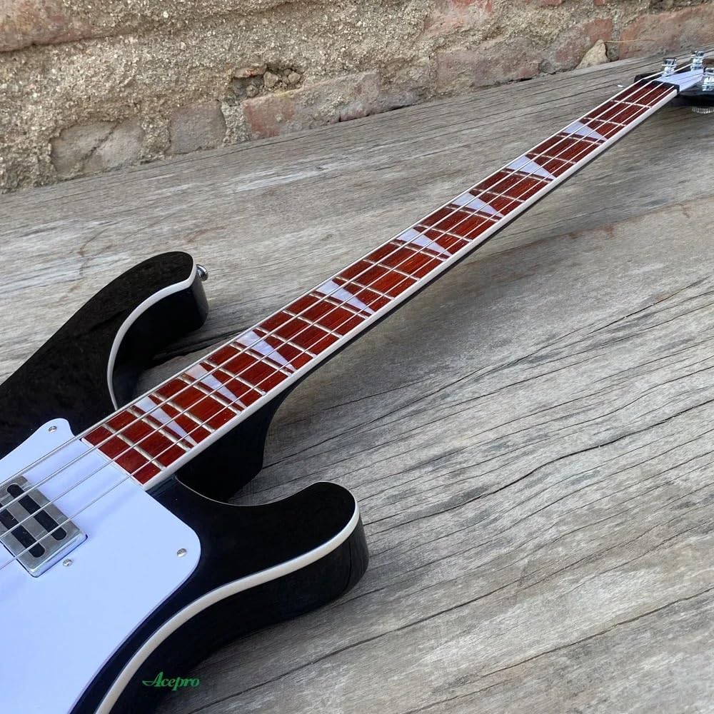 4-String Electric Bass Guitar - Black Neck-Thru Body, Maple Neck, Humbucker & Single Coil Pickups