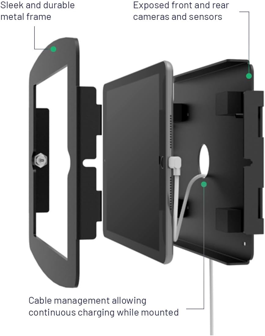 Compulocks Space Enclosure Wall Mount, Secure Anti Theft Display Holder for iPad 10th and 11th Generation (A16), Durable Steel Security Case with Lock – Black