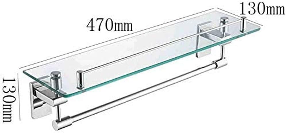 Bathroom Glass Corner Shelf with Towel Bar Wall Mount Extra Thick Tempered Glass Rack