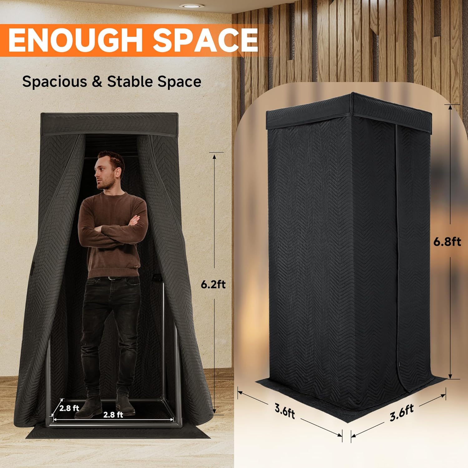 Starfavor Portable Vocal Booth - Sound Booth for Recording Echo-Free Vocals, Double-layer 360 Reverb Stand-In Isolation Shield, Pro-Sound Blankets, Portable Recording Studio with Travel Bag