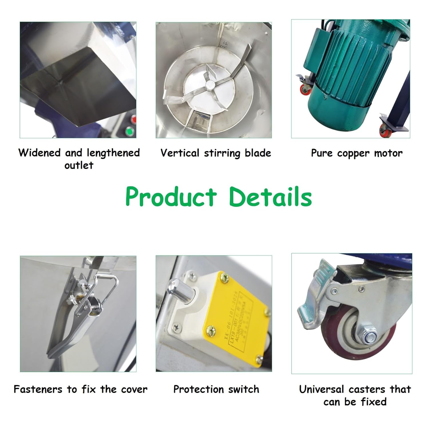 110V 1.5KW Vertical Color Mixing Machine Single Phase Stainless Steel Plastic Granule Blender Mixer with 110lb Mixing Tank 60rpm