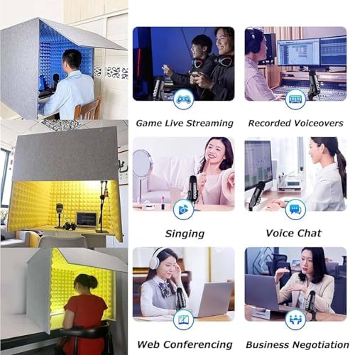 Recording Booth,Sound Isolation Booth Room,Portable Vocal Booth,Vocal Sound Absorbing Shield,Decreasing Noise,Foldable,Green-80 * 80 * 80cm
