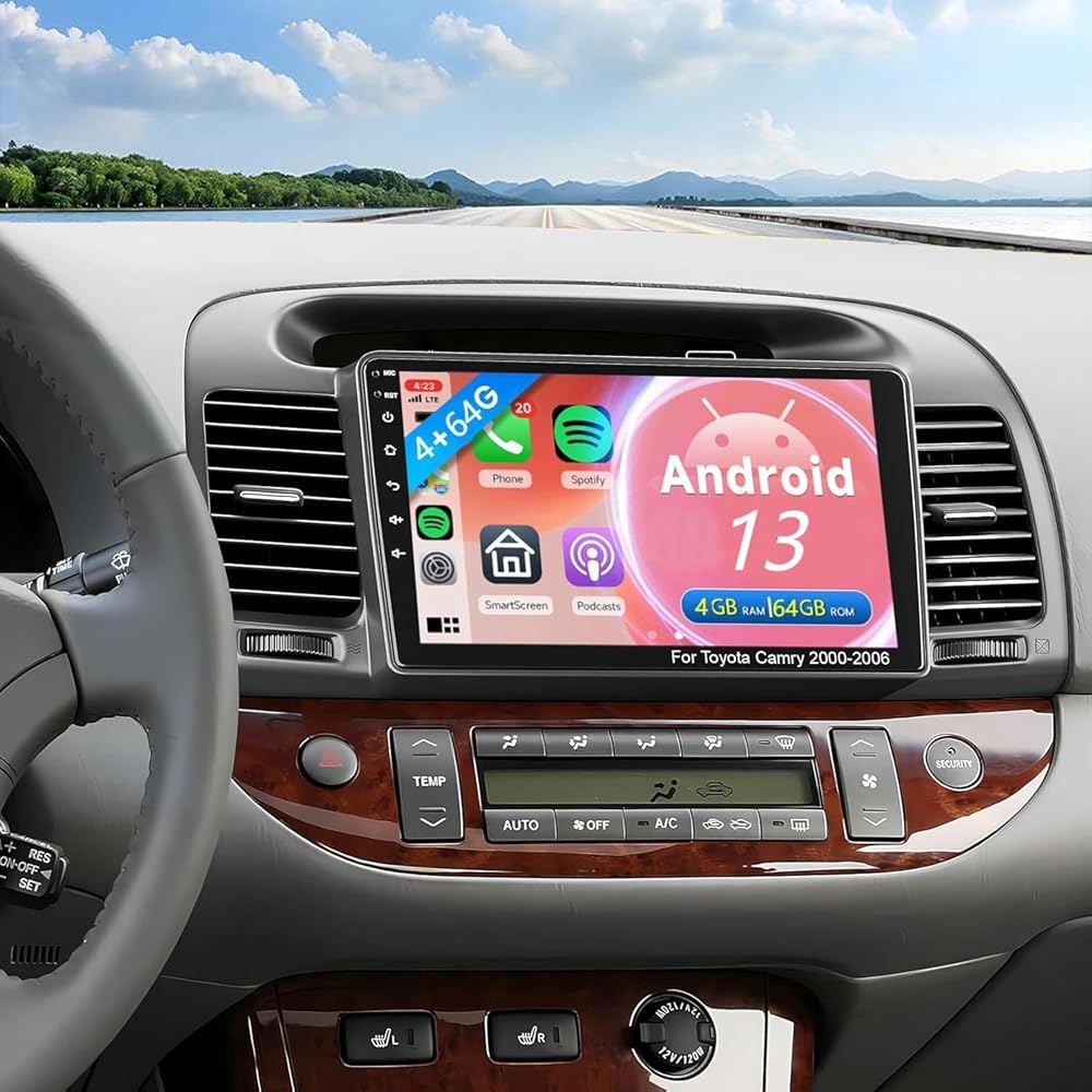 [4G+64G] for Toyota Camry Radio 2000-2006, Android 13 Car Stereo with 9 inch Touch Screen, for Carplay/Android Auto/1080P/Bluetooth/WiFi/Backup Camera