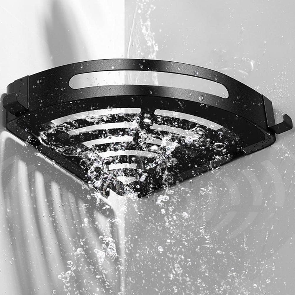 Shower Caddie Stainless Steel Shelf Adhesive Rack Corner No Drilling Wall Mount for Bathroom Toilet-Black a_3 Tier(Black B,3-Story)