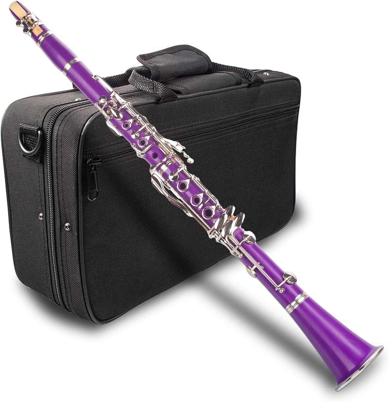 Standard Clarinet Purple Abs Clarinet Bb Cupronickel Nickel Plated 17 Keys with Cleaning Cloth Gloves Woodwind Instrument Beginner Clarinet