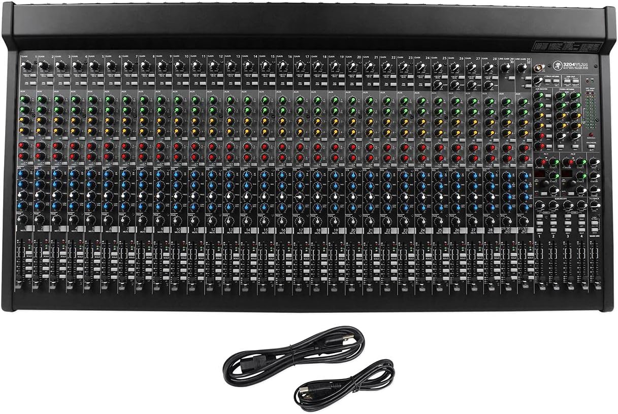 Mackie 3204VLZ4 32-Channel 4-Bus Mixer, Onyx Mic Preamps, USB Recording, Built-In Effects, Durable Steel Chassis, For Live Sound and Studio Recording