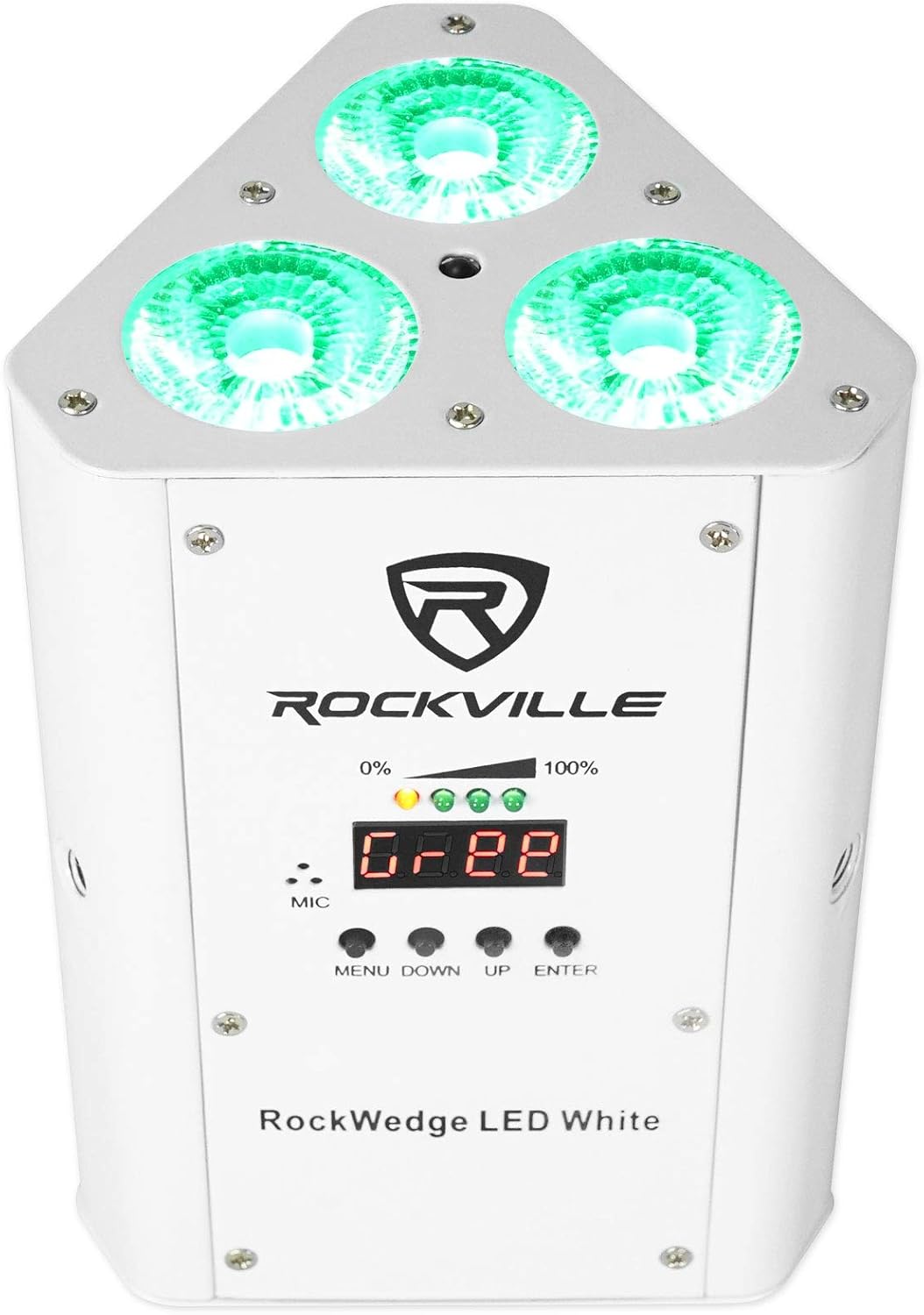 Rockville RockWedge LED Bundle: (5) RGBWA+UV Rechargeable Wireless Wash DJ Uplights in White, RLB30 Bag for Slim Par Lights, Controller & Accessories, 6-Items