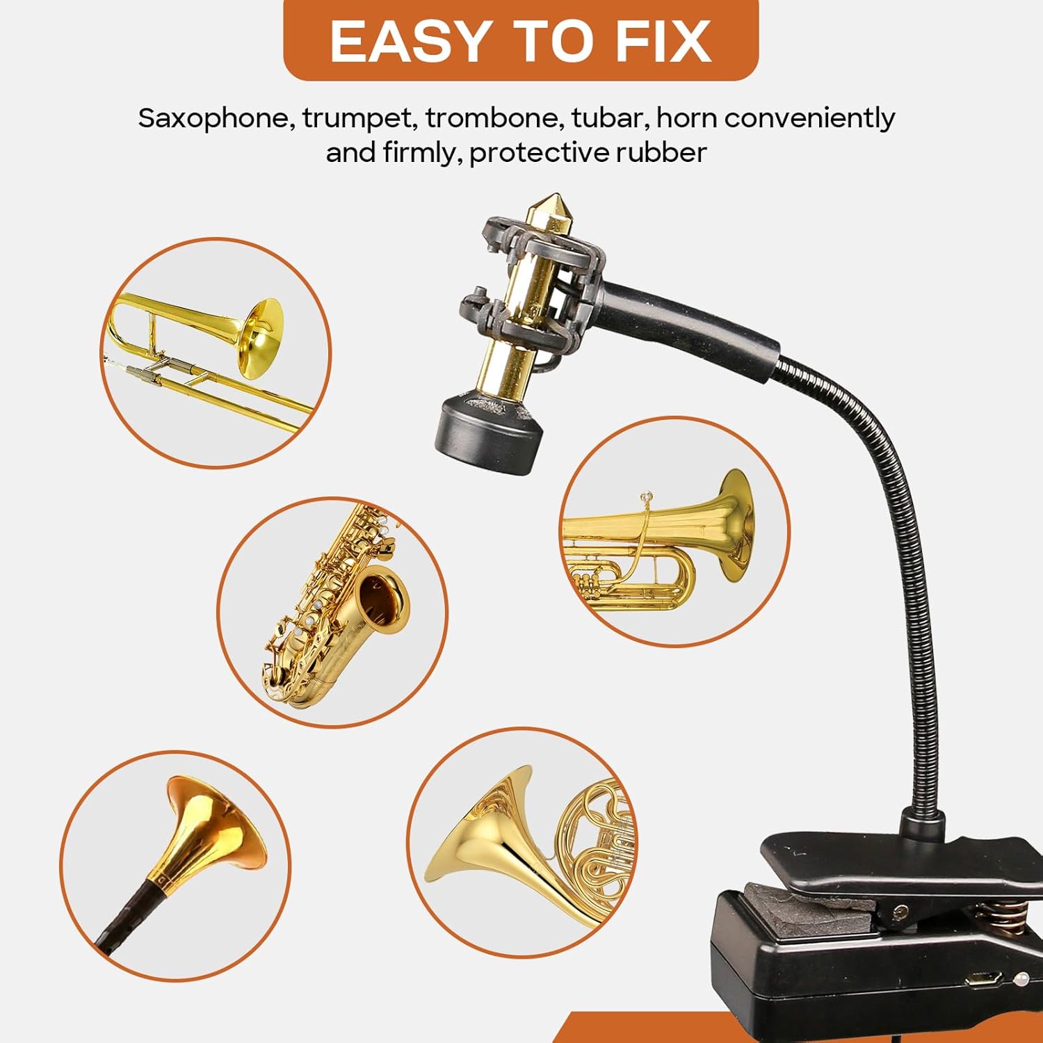 MUSYSIC Wireless Saxophone Microphone Receiver & Transmitter System, Trumpet Microphone Wireless for Wind Instruments, 16-Channel UHF, Up to 75m Range