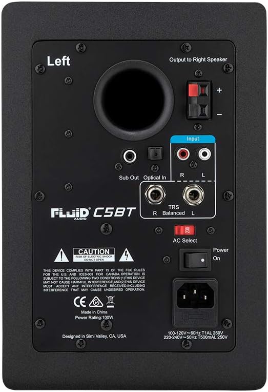Fluid Audio C5BT Active Bluetooth Studio Monitor w/Aptx and Optical Input