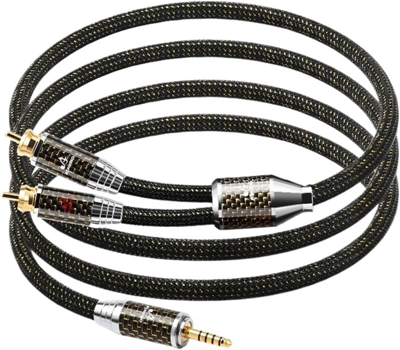 Audio Cable 4.4mm to 2RCA Cord OCC Gold-plated 4.4mm Balance Male to Dual RCA Male Jack for Speaker Amplifier(0.5m)