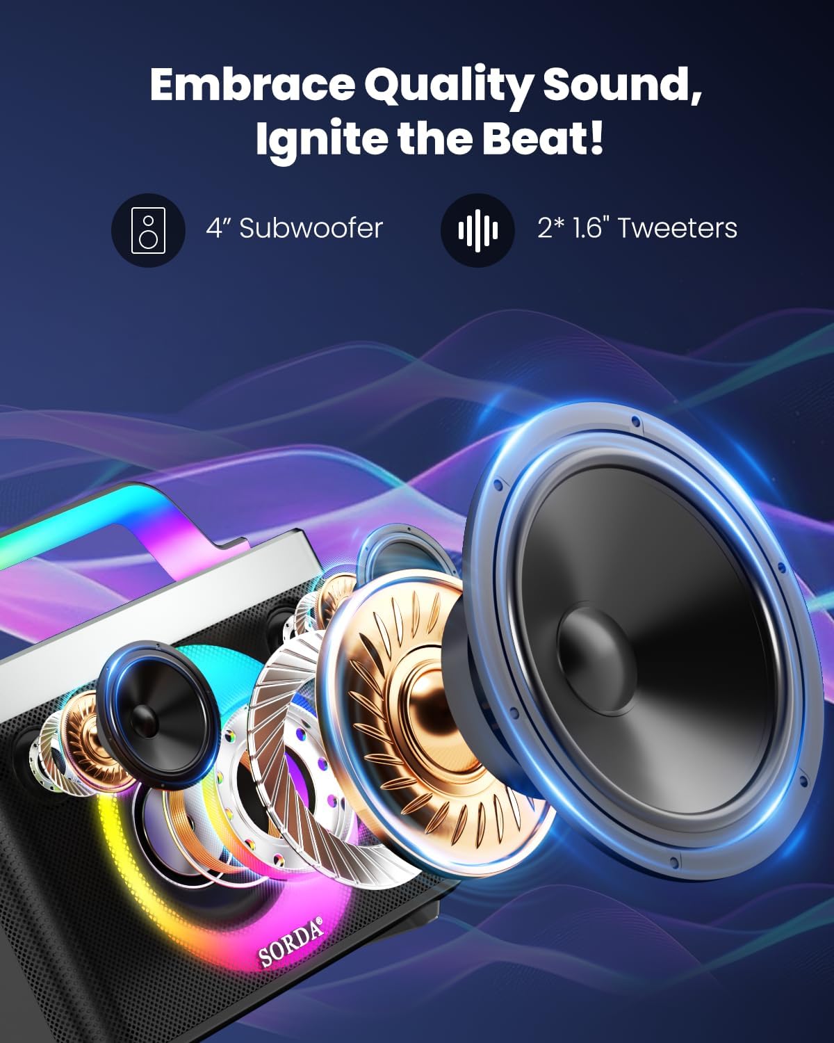 Portable Bluetooth Karaoke Machine for Adults & Kids - 2 Wireless Microphones, Shoulder Strap, Fun Voice Change, Support USB/AUX, for Outdoor Events Party Gifts