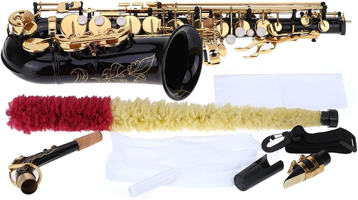 EB Alto Saxophone Brass Lacquered Gold E Flat Sax 82Z Key Type Woodwind Instrument with Gloves Strap Padded Case Student Saxophone