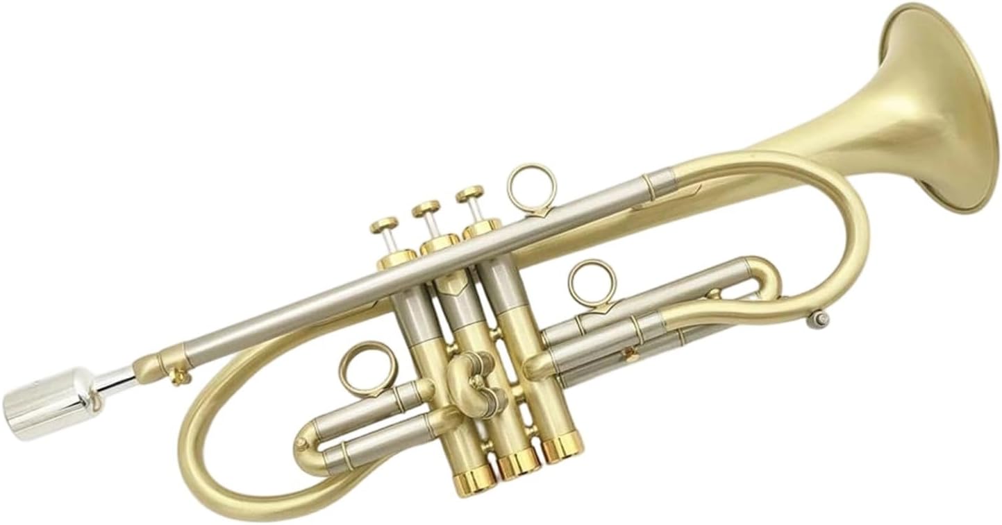Trumpet Bb Key Brass Gold Plated Finish Professional Instrument With Box For Beginners