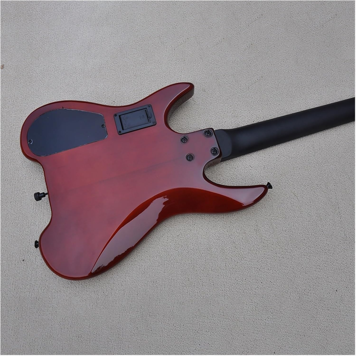 Headless Electric Guitar 39 Inches Brown Headless Electric Guitar with Flame Maple Veneer Rosewood Fretboard