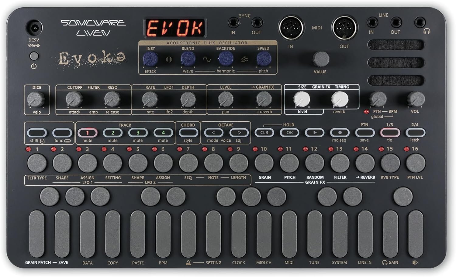 Sonicware Liven Evoke [Acoustronic Synthesizer with Granular Effect] – Portable Synthesizer for Cinematic Ambient and Post-Classical Music Production, Battery-Powered, Built-In Speaker