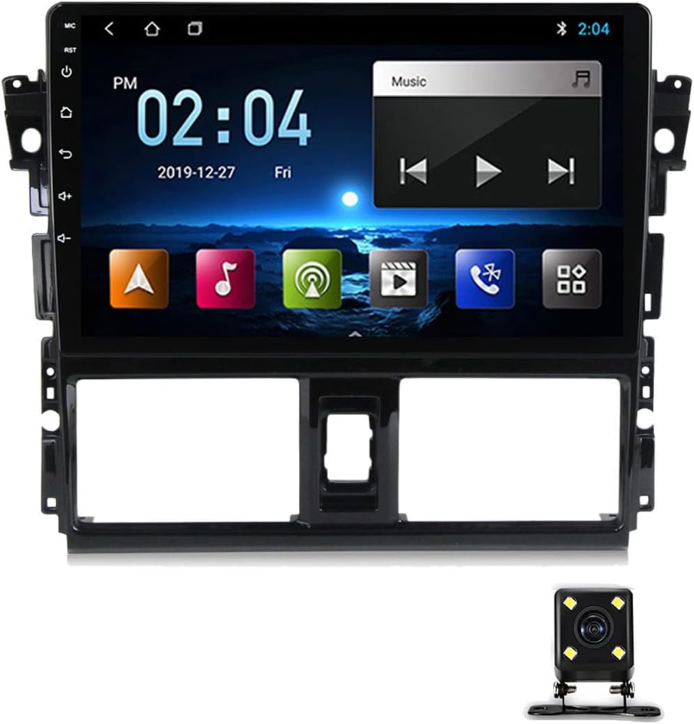 Double Din Car Stereo Touch Screen Car Radio for Toyota Vios 2014-2016, 9 Inch IPS Touchscreen Car Audio with Bluetooth Hands Free Calling/Mirror Link/Carplay/USB/FM