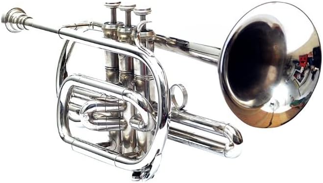 Eastar Bb Personalized Brass Cornet Stylish Musical Instrument Tuner Cornet Mouthpiece with Carrying Case (Nickel Finish)