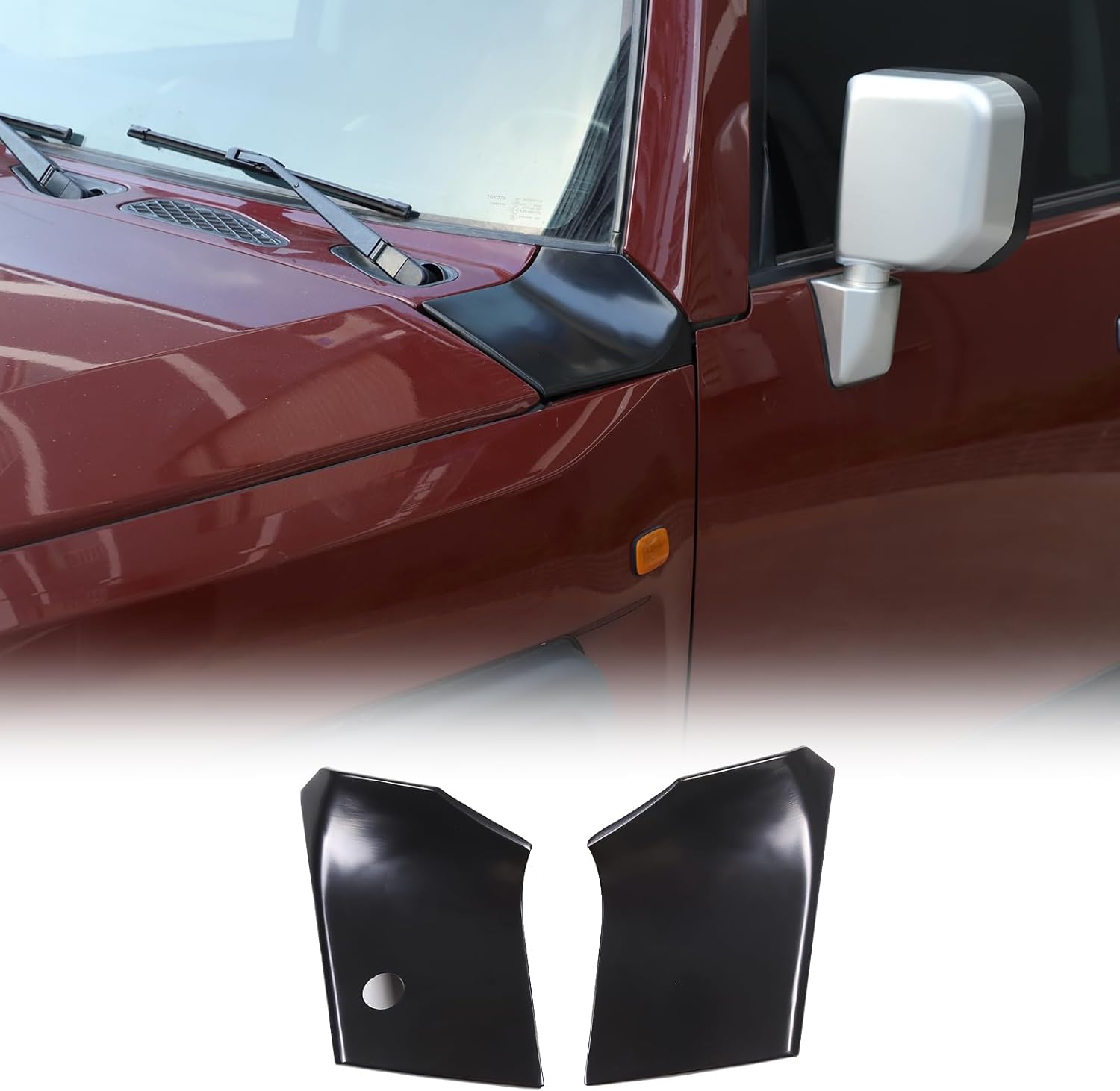Hood Side Body Armor Outer Cowling Cover Compatible with Toyota FJ Cruiser 2007-2021, Body Armor Corner Guard Replacement, Engine Side Corner Guards Replacement Kit (Left+Right)