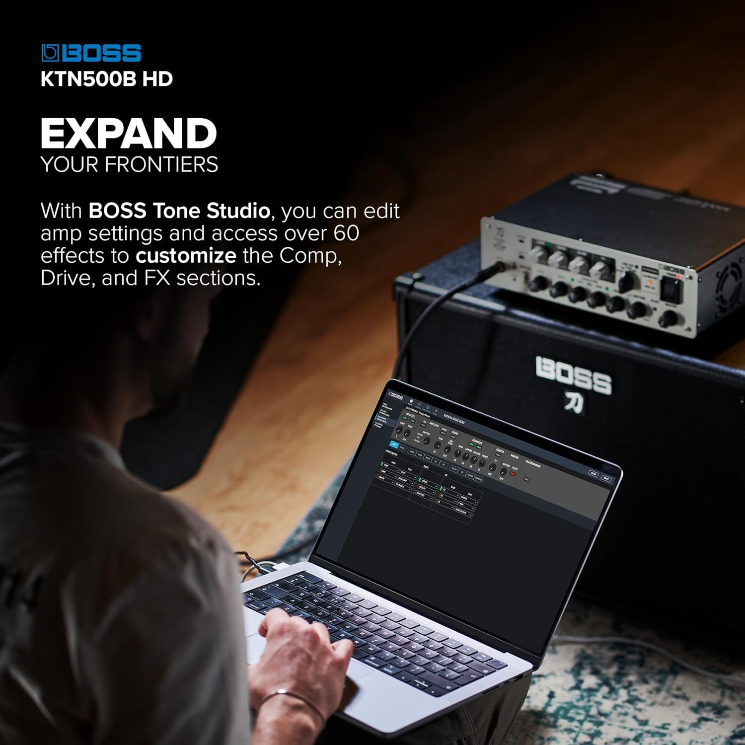 BOSS Katana-500 Bass Head | Compact 500-Watt Bass Amplifier Head with Professional Tone Tools | Innovative Cabinet Calibration | Access Over 60 Effects with BOSS Tone Studio | Expansive Connectivity