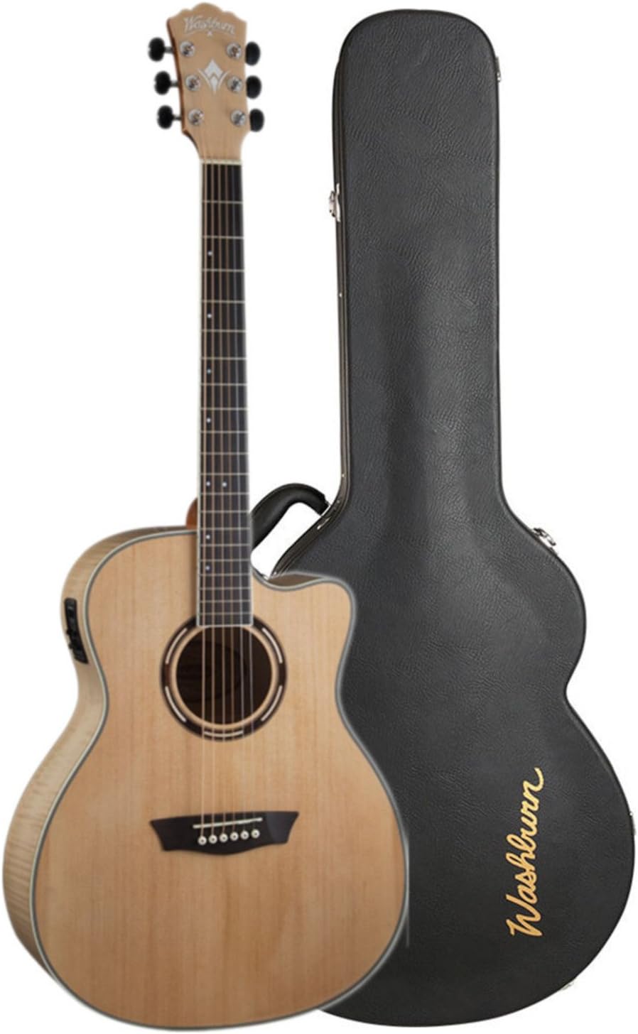 Washburn AG40CEK Nat. Grand Auditorium Spruce Top Flame Maple B/S Acoustic-Electric Guitar