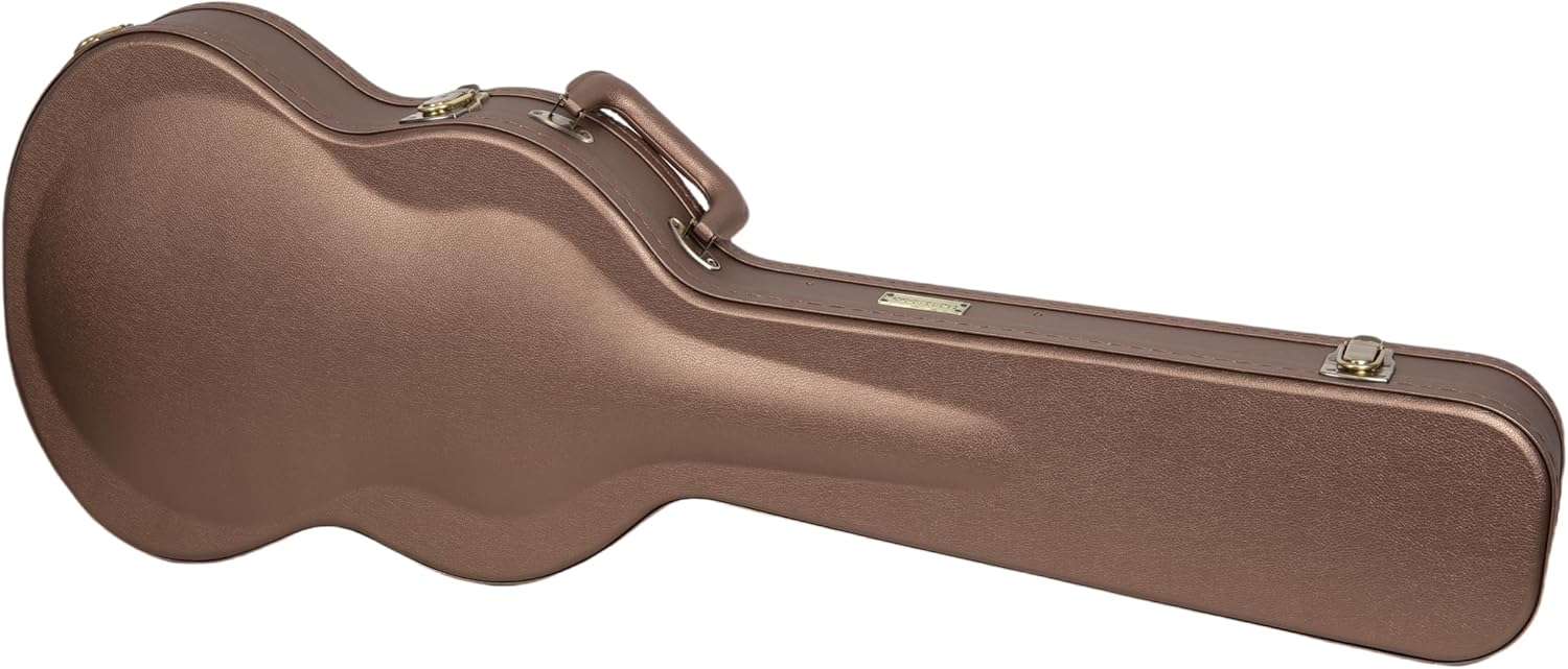 Crossrock Wooden Electric Guitar Case for Gibson SG | Chocolate Brown Finish, Purple Velvet Interior, Lock – Designer Series(CRW520SGCB)