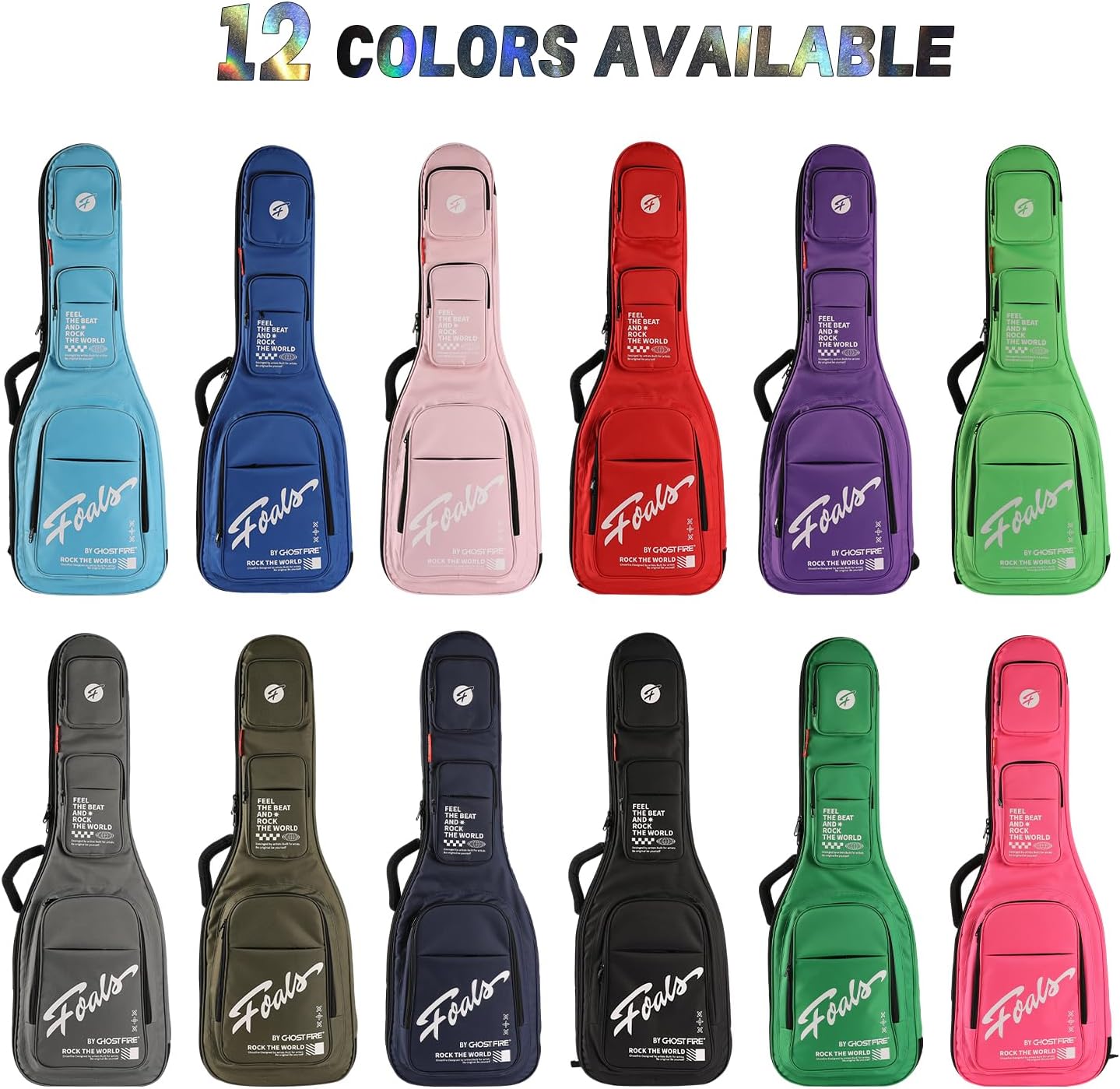 GHOSTFIRE FOALS Dream Bubble Series Colorful Electric Guitar Gig Bag Super thick with Storage Space (Black, Electric Guitar)