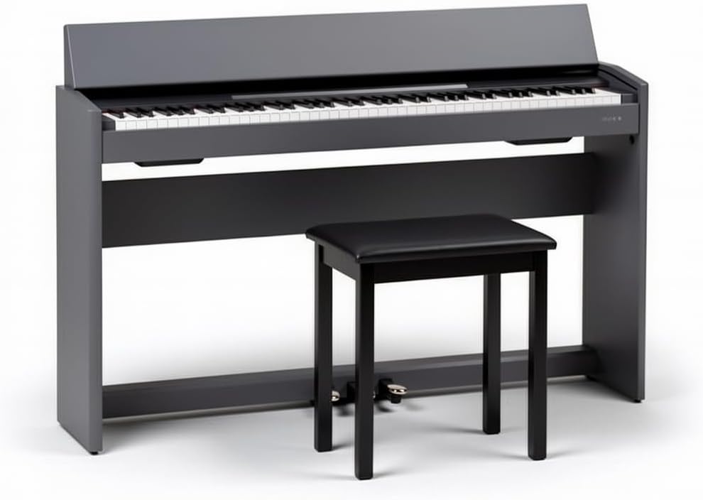 Key Weighted Digital Piano with Stand, Bench and Pedals, Built In Speakers, Recording and Learning Modes, Home Electric Keyboard for Beginners and Intermediate Players