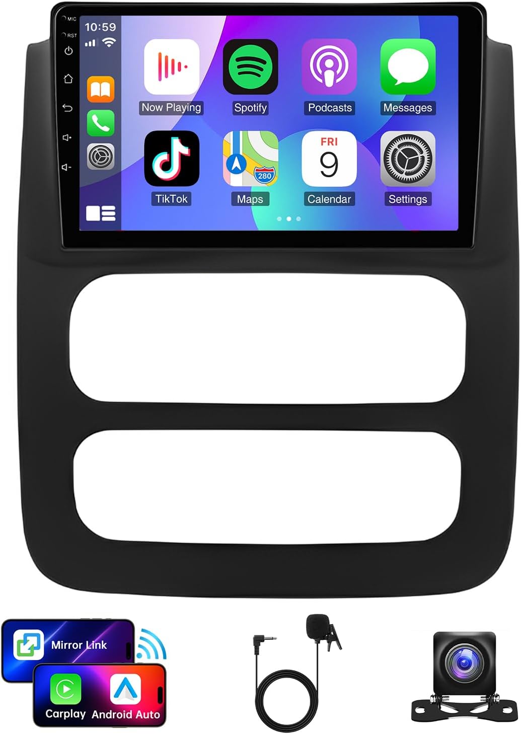 Car Radio for Dodge RAM 1500 2500 3500 2002 2003 2004 2005 with Wireless with CarPlay Android Auto, 9