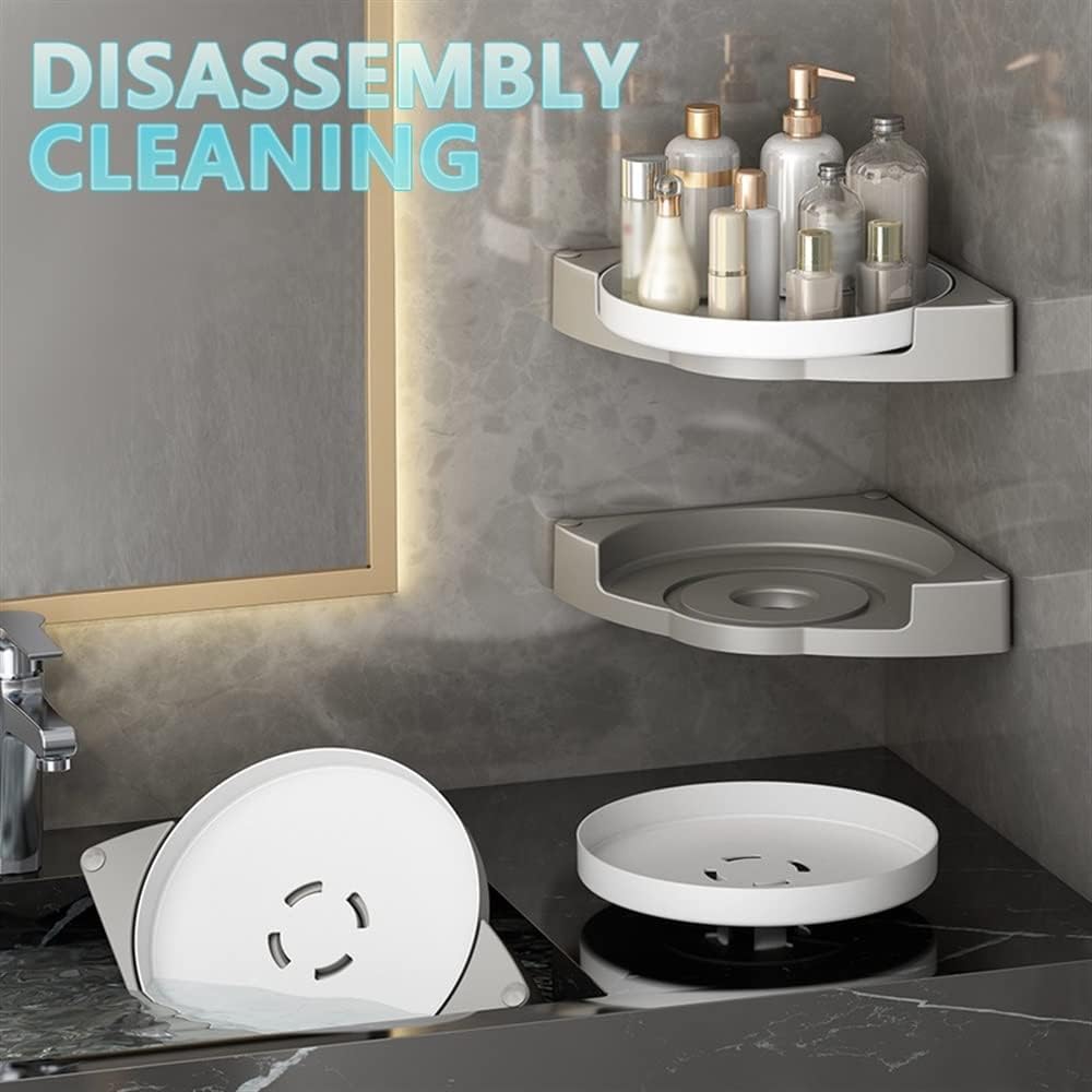 Corner Shower Caddy Bathroom Shelves, 360°Rotating No-Drill Wall Mount Corner Shelf, Bathroom Storage Rack Holder Kitchen Shelf Organizer Shower Organizer (Color : 2 Layer)