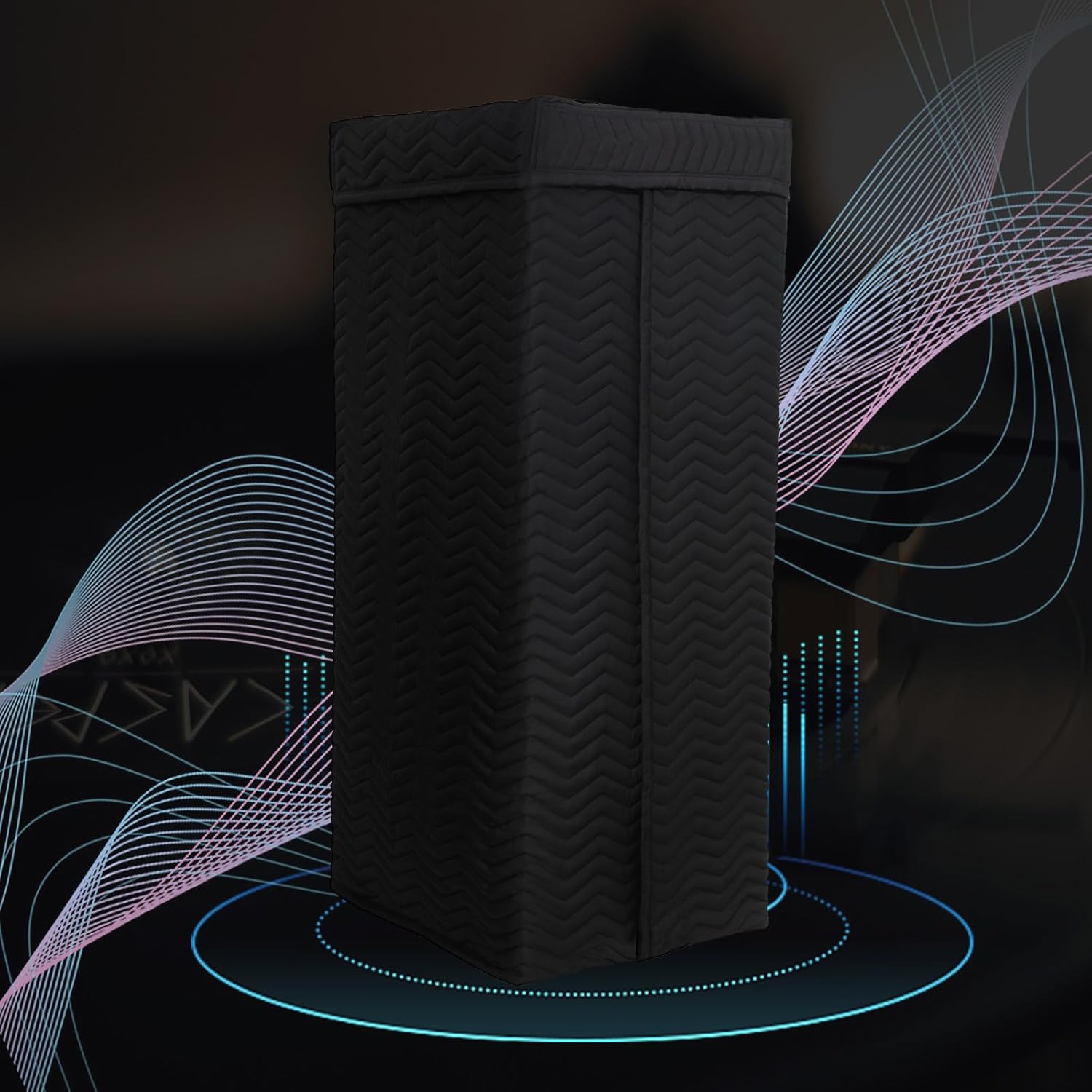 Portable Vocal Booth - Studio Grade Echo-Free Recording Booth for Voiceover, Podcast & Singing, Home Studio/Sound Isolation Booth with Light & Travel Bag (ZIGZAG-BLK, L)