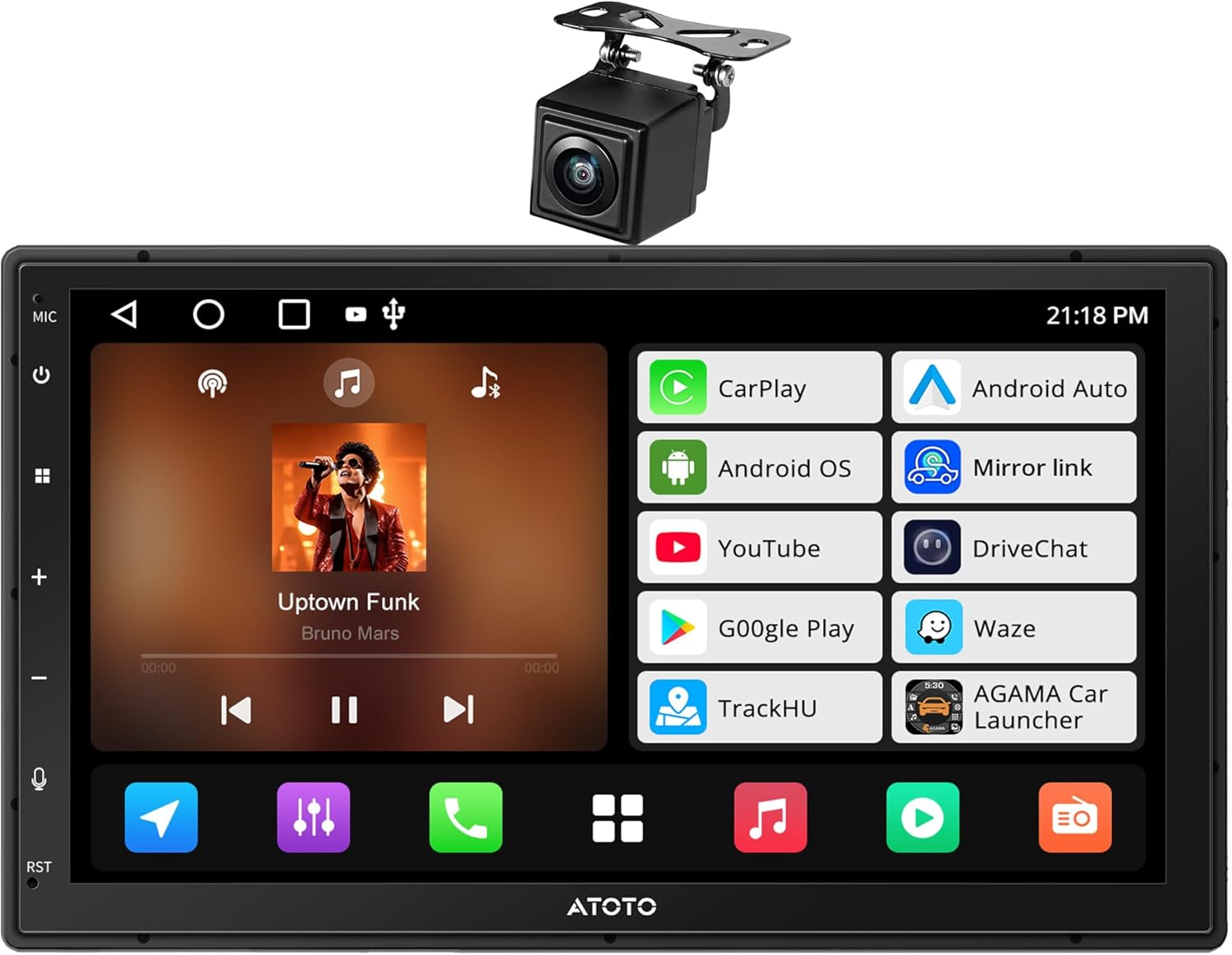 ATOTO A5L Android Double DIN Car Stereo Wireless CarPlay & Wireless Android Auto, 7 Inch Car Radio in-Dash GPS Navigation, Wi-Fi/BT/USB Tethering, 24EQ, Built-in AMP, HD LRV, Backup Camera