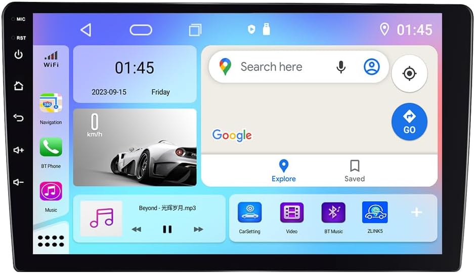 Android 12 Car Stereo Receiver with QLED Quantum Screen, 4G/DSP/CarPlay, AHD, Dual Fan, Universal Fit (6+128G, 9 inches)