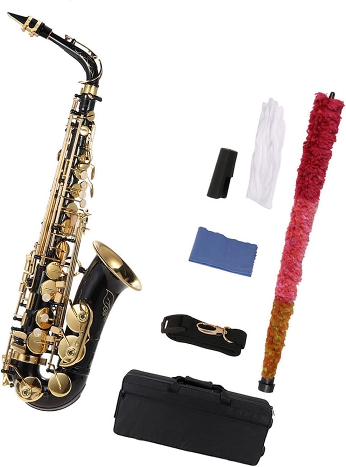 EB Alto Saxophone Brass E Flat Sax 82Z Key Type Woodwind Instrument with Cleaning Brush Cloth Gloves