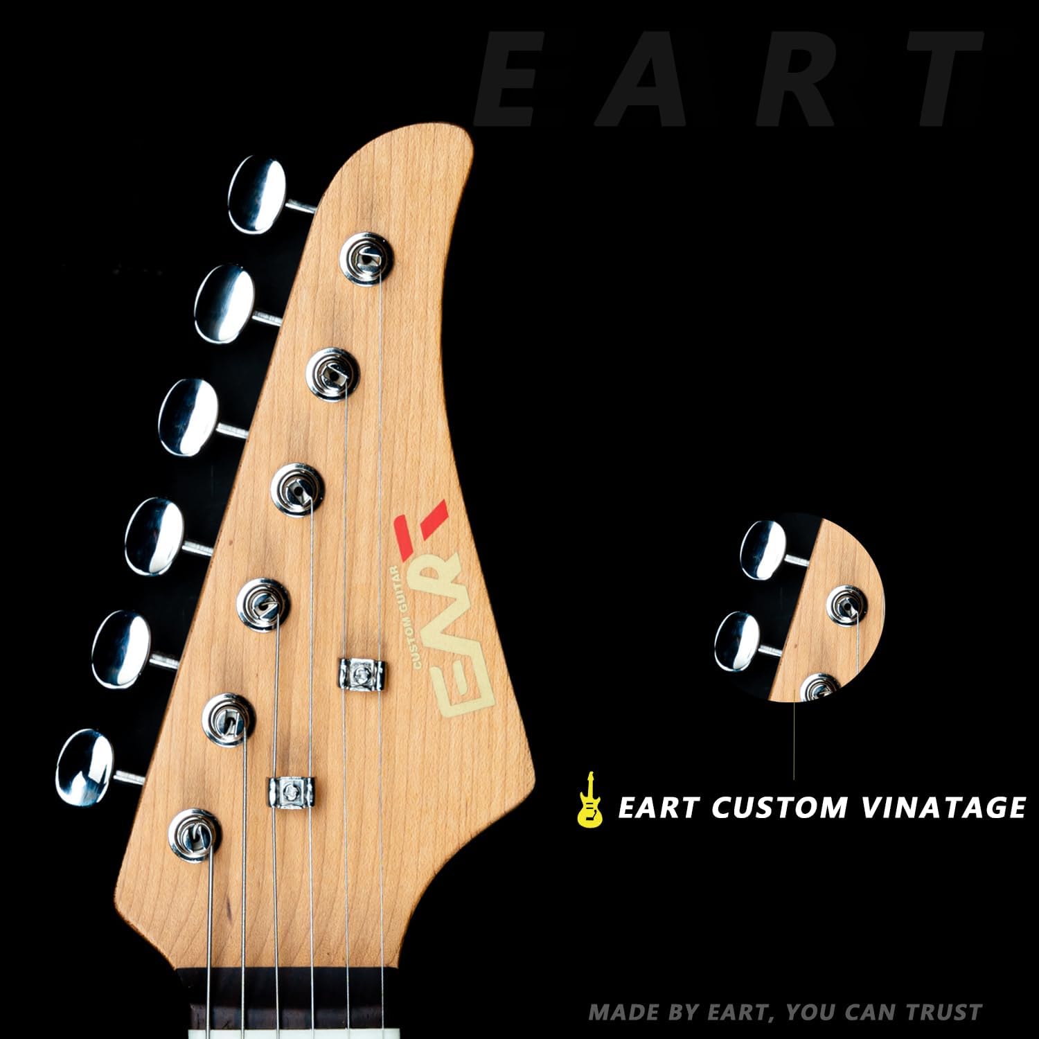 EART Vintage-VS60 6 String Soft Relic Solid-Body Guitar-Full Size Roasted Rosewood Relic Finish VS60 Pickups 6-Point Synchronized Tremolo Bridge Electric Guitar for Blues, Classics,Right Hand