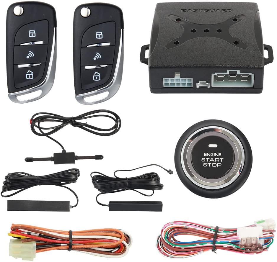 EASYGUARD EC003N-V-1 PKE Passive Keyless Entry Car Burglar Alarm Security Push Start Button Remote Start Starter DC12V
