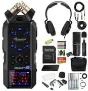 Zoom ZH6E H6essential Handy Recorder with 6 Tracks & 32-Bit Float Recording + Zoom ZDM-1 Podcast Mic Pack + 4X AA Batteries with Charger + 10ft USB Type A to USB Type C Cable - Black + More