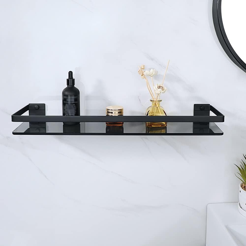 Shower Caddy Bathroom Shelves, Shower Storage Rack Glass Bath Shelf, Wall Mount Shampoo Rack Organizer, Bathroom Accessories Bathroom Organizer (Color : 38cm)