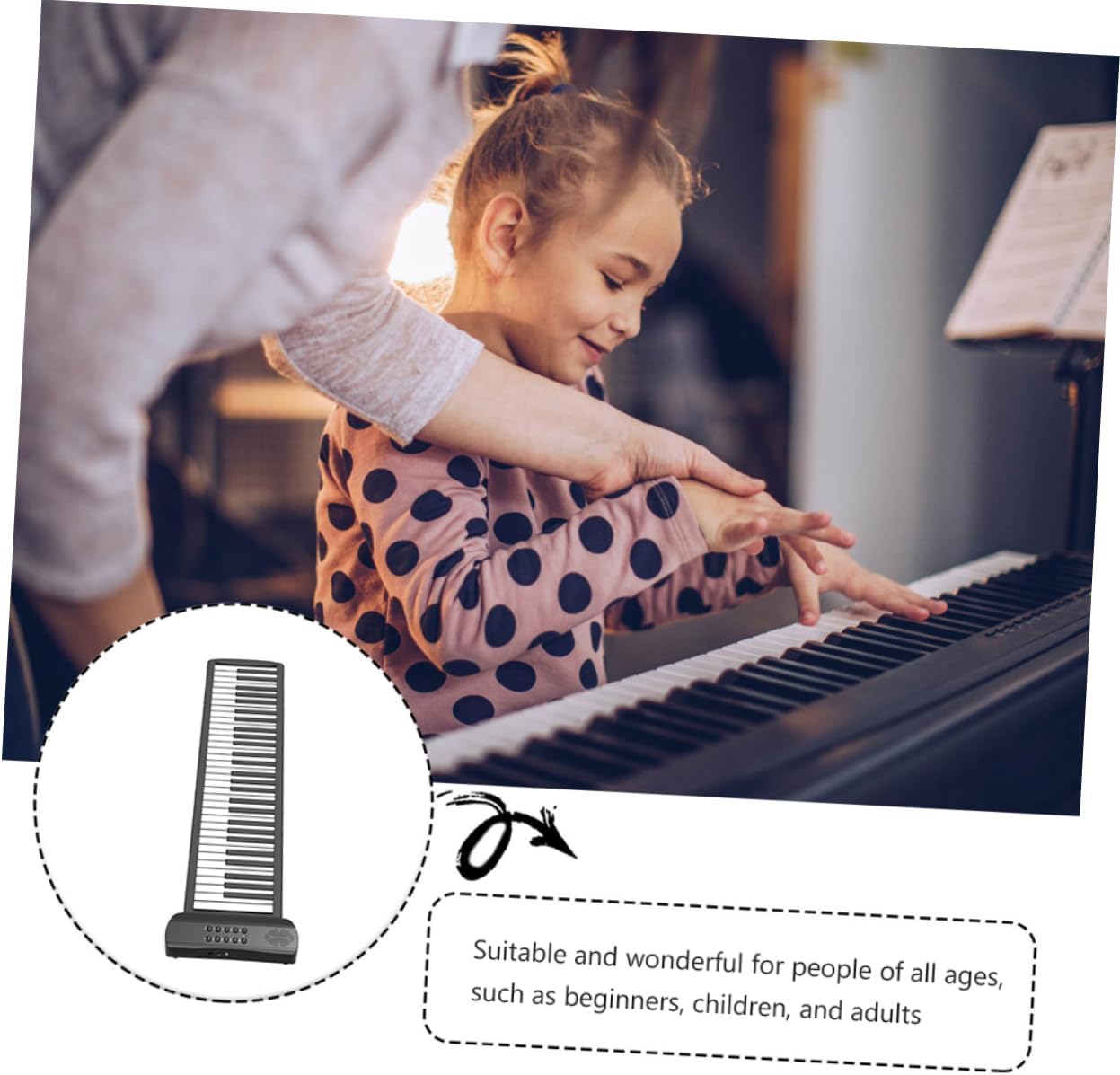 Roll-up Keyboard Piano for Adults Boys and Girls Hand-rolled Electronic Piano Foldable Design