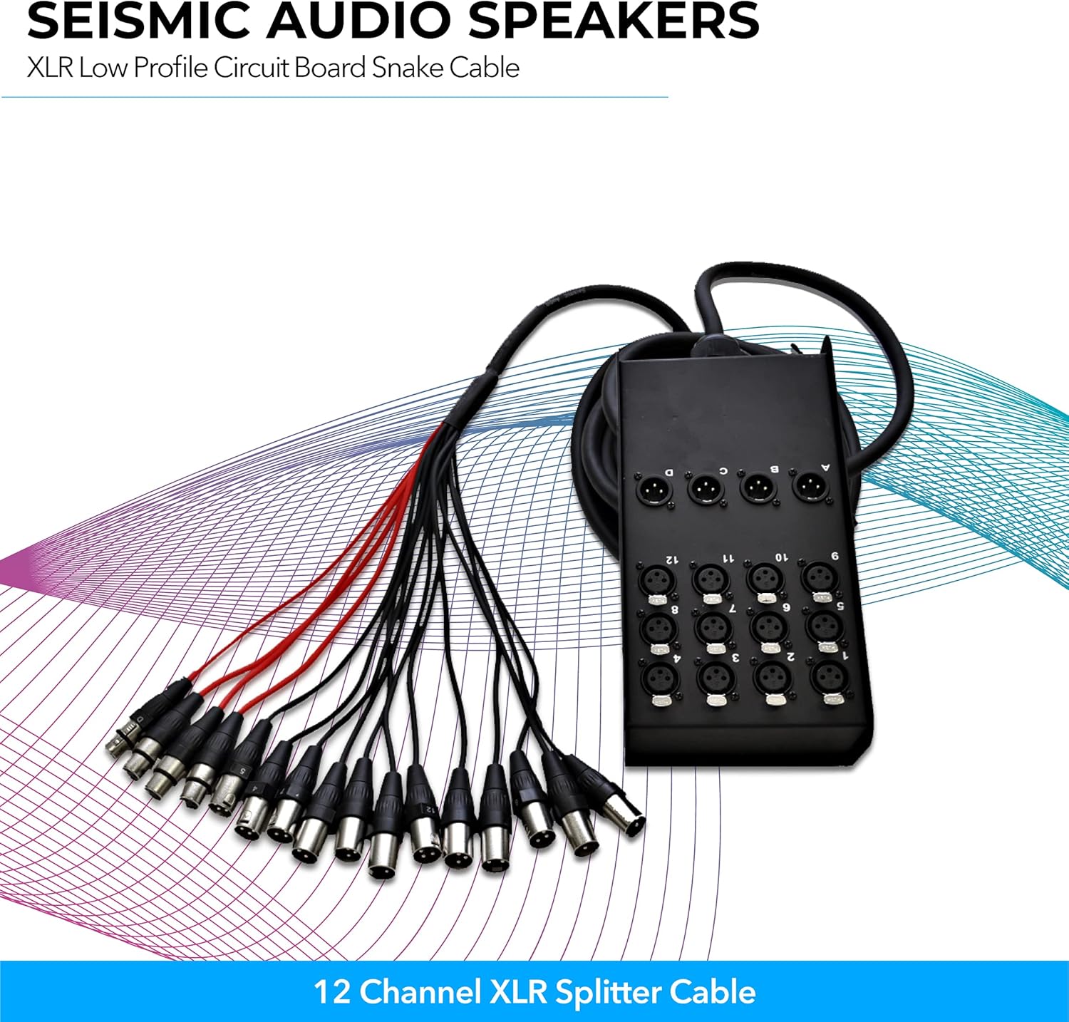 Seismic Audio Speakers 12 Channel Low Profile XLR Send Sub Snake Cable, XLR Splitter Cable, 25 Feet