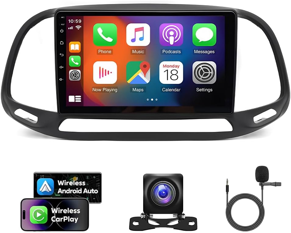 4+64G Car Audio Stereo w/carplay w/Android 14 Auto for Dodge for Ram Promaster City 1500 2500 3500 4500 5500 2015-2021 Double Din 9