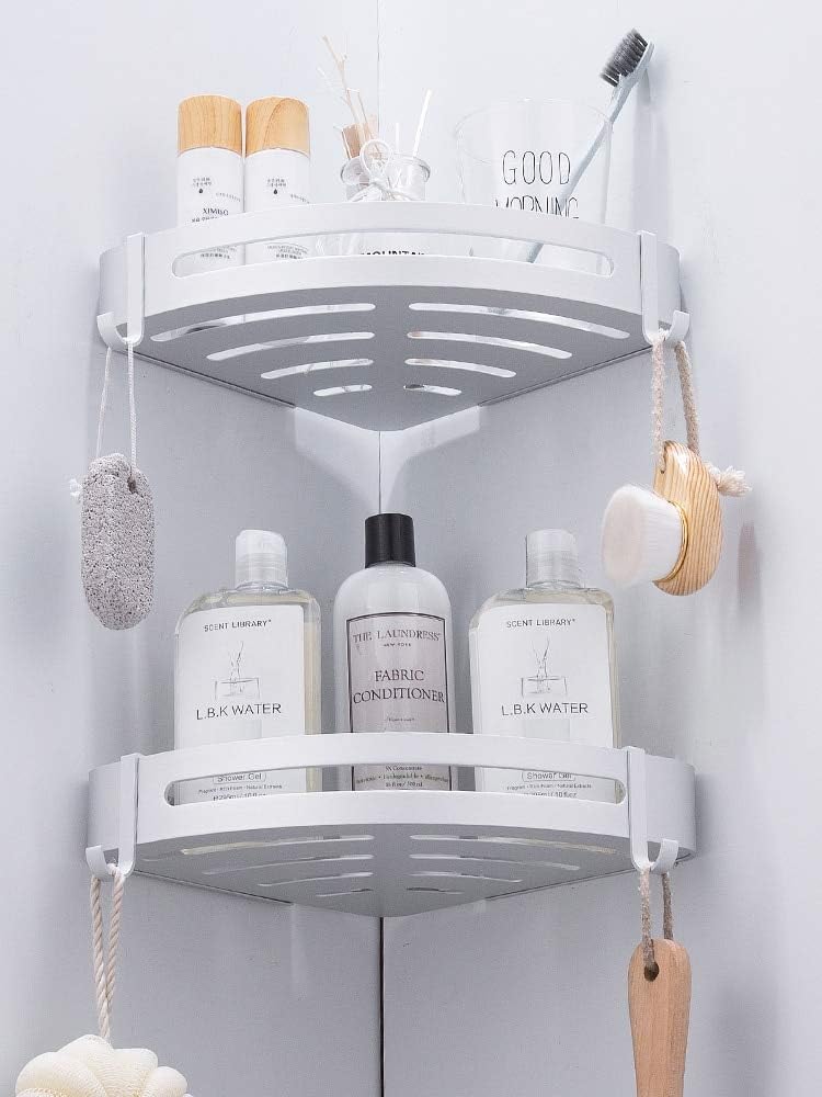 Wall Shelves Bathroom Corner Stand Silver Shower Caddy Bathroom Triangle Shelf Wall Mount Space Aluminum Rack Compatible with Shampoo Storage Rack
