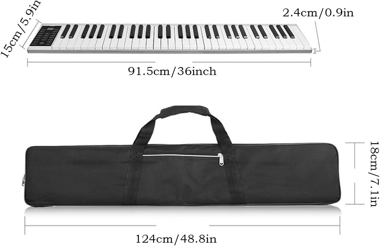 61-Key Full-Size Touch-Sensitive Electric Piano, Portable Rechargeable Travel Keyboard with Bluetooth, MIDI Mode for Beginners & Teens