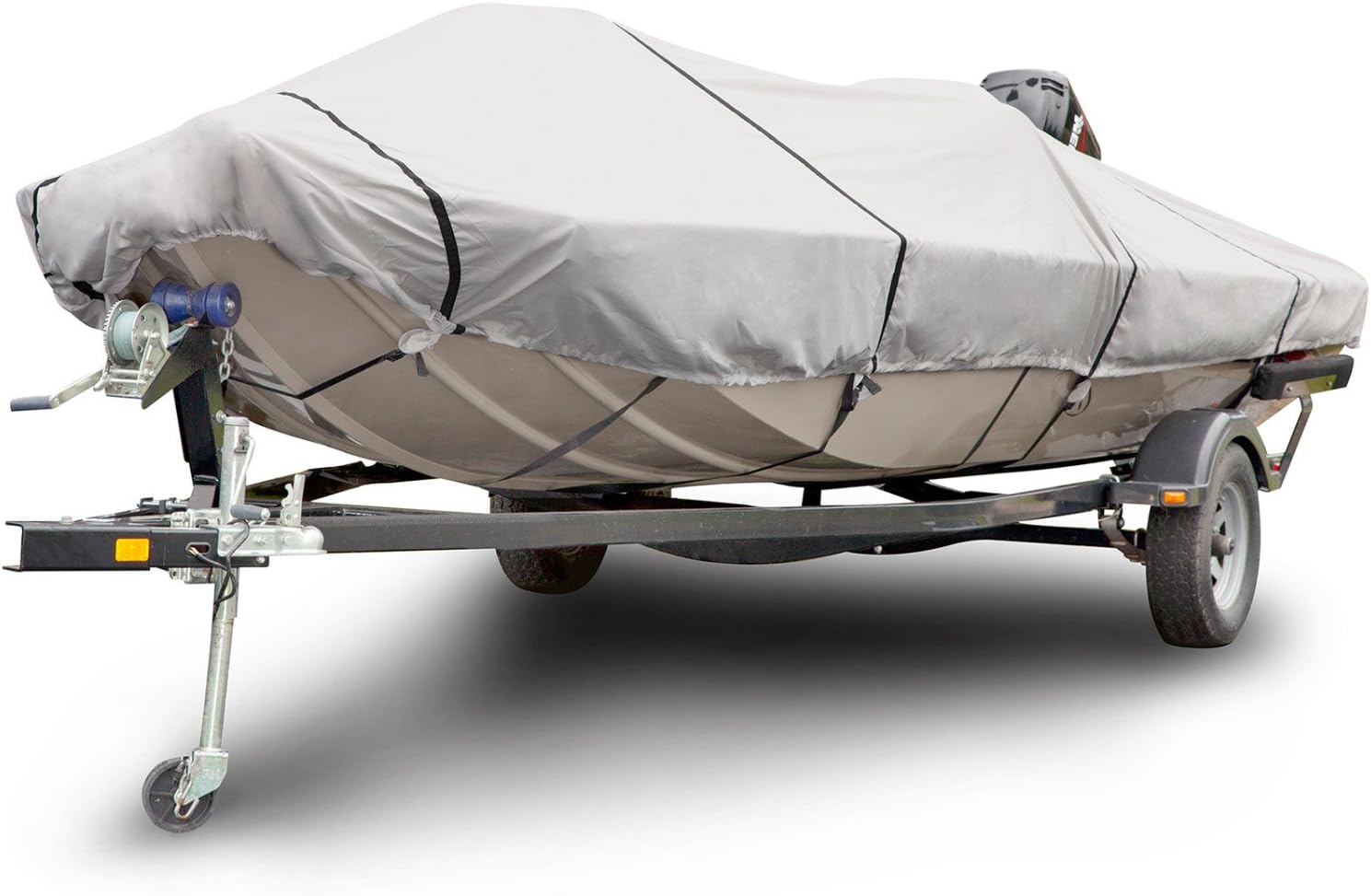 Budge B-611-X6 600 Denier Low Profile Flat Front Boat Cover Gray 20'-22' Long (Beam Width Up to 102